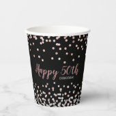 バラ金ゴールドシルバー紙吹雪50th誕生日パーティー 紙コップ (正面)