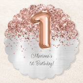 バラ金ゴールドシルバー1歳の誕生日パーティー ペーパーコースター (正面)