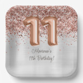 バラ金ゴールドシルバー11thバースデーパーティー ペーパープレート (正面)