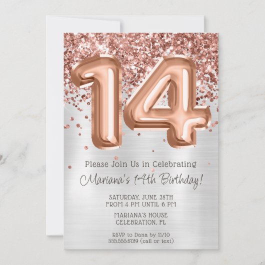 バラ金ゴールドシルバー14thバースデーパーティーへの招待 招待状 (正面)