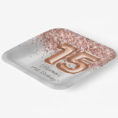 バラ金ゴールドシルバー15thバースデーパーティー ペーパープレート (傾斜あり)