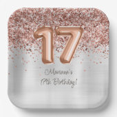 バラ金ゴールドシルバー17thバースデーパーティー ペーパープレート (正面)