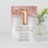 バラ金ゴールドシルバー1st誕生日パーティの招待状 招待状 (スタンド正面)