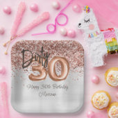 バラ金ゴールドシルバー30th誕生日パーティー ペーパープレート (パーティー)