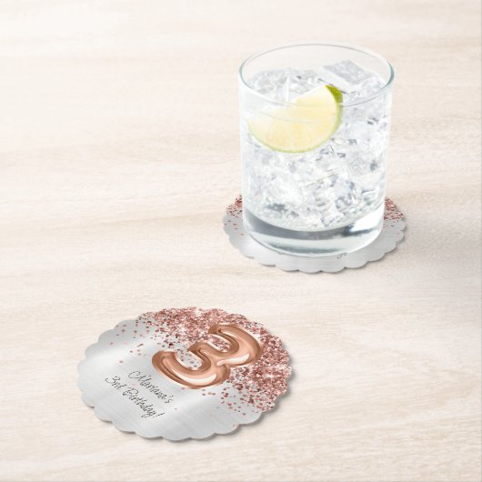 バラ金ゴールドシルバー3rd誕生日パーティー ペーパーコースター (インサイチュ)