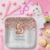 バラ金ゴールドシルバー5thバースデーパーティー ペーパープレート (パーティー)