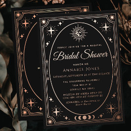 バラ金ゴールドシレンジブラックタロットカードブライダルシャワー 箔招待状