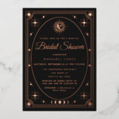 バラ金ゴールドシレンジブラックタロットカードブライダルシャワー 箔招待状 (正面)