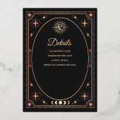 バラ金ゴールドシレンジブラックタロットカードブライダルシャワー 箔招待状 (裏面)