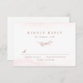 バラ金ゴールドシンプルエレガンス葉ボタン結婚ズ 出欠カード (正面/裏面)