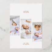 バラ金ゴールドシンプルクリスマス3フォトフレーム 箔シーズンカード (正面)