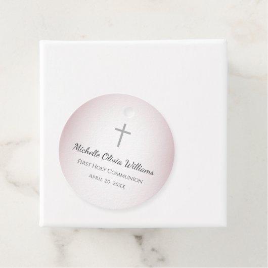 バラ金ゴールドシンプルクロスファースト聖餐式 フェイバータグ (インサイチュ)