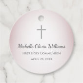 バラ金ゴールドシンプルクロスファースト聖餐式 フェイバータグ (正面)