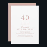 バラ金ゴールドシンプルミニマル40th誕生日パーティー 招待状<br><div class="desc">このバラ金ゴールドシンプルミニマル40歳の誕生日パーティの招待状は誕生日パーティーに最適モダンである。とシンプルデザインはエレガント、クラシックとスクリプトのタイポグラフィファンシーをバラ金ゴールドに備えている。</div>
