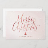 バラ金ゴールドシンプル手書き書道クリスマス シーズンカード (正面/裏面)