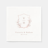 バラ金ゴールドシンプル植物冠モノグラム結婚ズ スタンダードカクテルナプキン (正面)