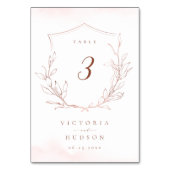 バラ金ゴールドシンプル植物冠モノグラム結婚ズ テーブルナンバー (正面)