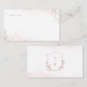バラ金ゴールドシンプル植物冠モノグラム結婚ズ プレイスカード (正面/裏面)