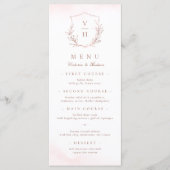 バラ金ゴールドシンプル植物冠モノグラム結婚ズ メニュー (正面)