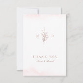 バラ金ゴールドシンプル植物性モノグラ結婚ム感謝していズ サンキューカード (正面)