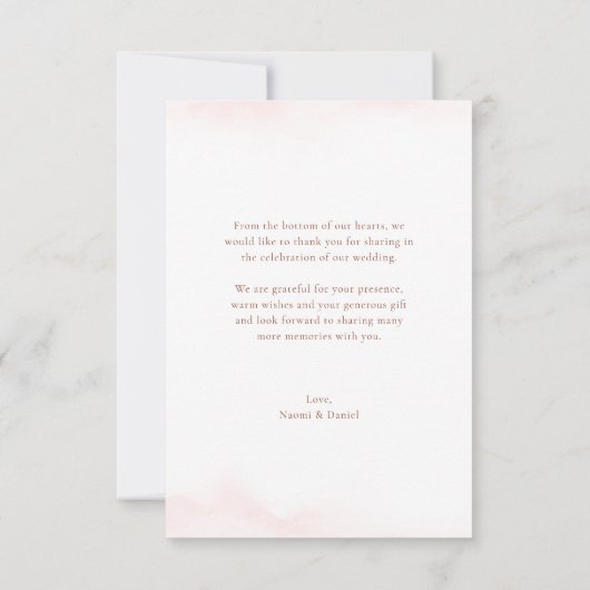 バラ金ゴールドシンプル植物性モノグラ結婚ム感謝していズ サンキューカード (裏面)