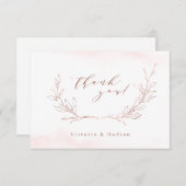 バラ金ゴールドシンプル植物性リース結婚ズ サンキューカード (正面/裏面)