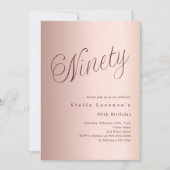 バラ金ゴールドシンプル脚本90歳の誕生日 招待状 (正面)