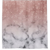 バラ金ゴールドシークイングリッターホワイトマーブルグラデーション シャワーカーテン (正面)