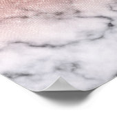 バラ金ゴールドシークイングリッターホワイトマーブルグラデーション ポスター (角)