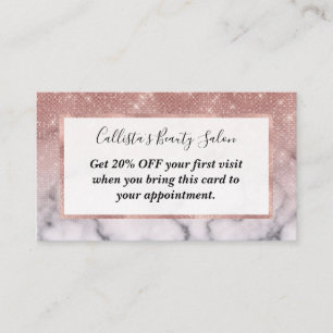 バラ金ゴールドシークイングリッターホワイトマーブルグラデーション 割引カード