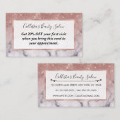 バラ金ゴールドシークイングリッターホワイトマーブルグラデーション 割引カード (正面/裏面)