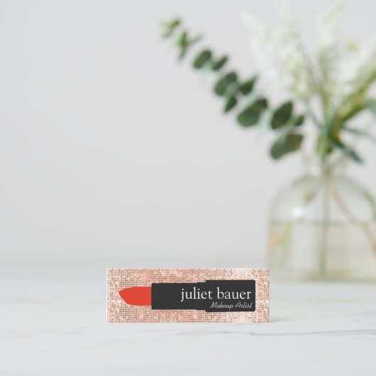 バラ金ゴールドシークインメイクアップアーティストリップスティック美しい スキニー名刺 (スタンド正面)