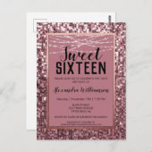 バラ金ゴールドシークイン/グリッタースウィート16バースデーパーティー ポストカード (正面/裏面)