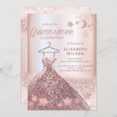 バラ金ゴールドシークンズドレスムーンスターズQuinceaenera 招待状 (正面/裏面)