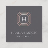 バラ金ゴールドジェムストーンモノグラムジュエラーロゴ スクエア名刺 (正面)