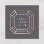 バラ金ゴールドジェムストーンロゴ |ジュエリーデザイン スクエア名刺 (正面)