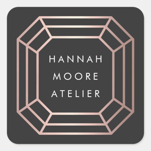 バラ金ゴールドジェムストーンロゴ スクエアシール (正面)