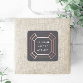 バラ金ゴールドジェムストーンロゴ スクエアシール