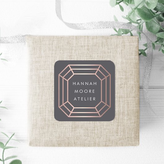 バラ金ゴールドジェムストーンロゴ スクエアシール