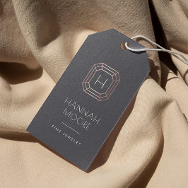 バラ金ゴールドジェムモノグラムロゴ |ジュエリーつるラベル ギフトタグ