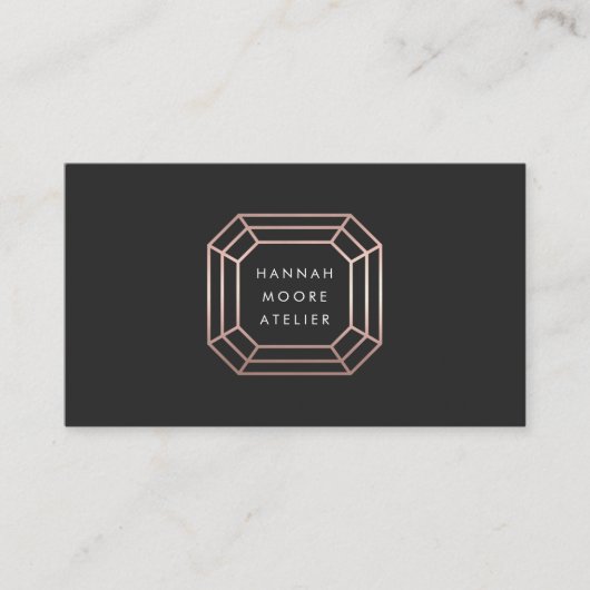 バラ金ゴールドジェムロゴ |ジュエリーデザイン 名刺 (正面)