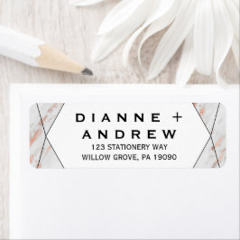 バラ金ゴールドジオメトリックマーブル結婚ズ ラベル