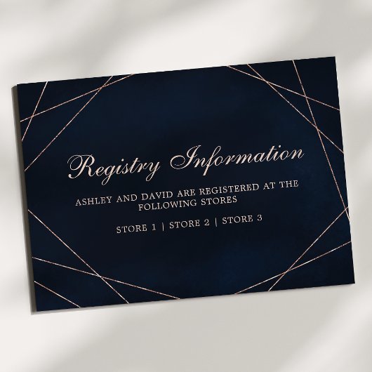 バラ金ゴールドジオメトリック真夜中ブルーレジストリカード エンクロージャーカード