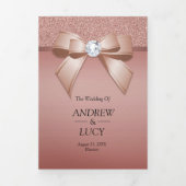 バラ金ゴールドジュエルジェムボウQRコード結婚ズ 三つ折り招待状 (カバー)