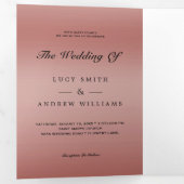 バラ金ゴールドジュエルジェムボウQRコード結婚ズ 三つ折り招待状 (内部最初)