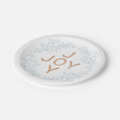 バラ金ゴールドジョイホワイトボタニカルバックグラウンドクリスマス ペーパープレート (アングル)