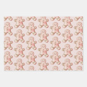 バラ金ゴールドジンジャーブレッドクッキークリスマスツリー ラッピングペーパーシート (正面3)