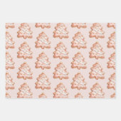 バラ金ゴールドジンジャーブレッドクッキークリスマスツリー ラッピングペーパーシート (正面2)