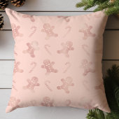 バラ金ゴールドジンジャーブレッドマンホリデーパターン クッション