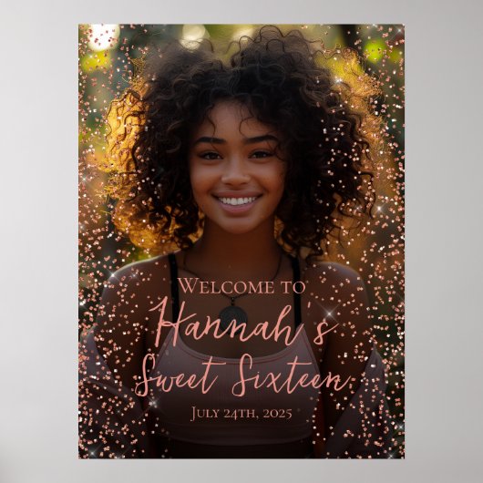 バラ金ゴールドスイート16写真ウェルカムサイン ポスター (正面)